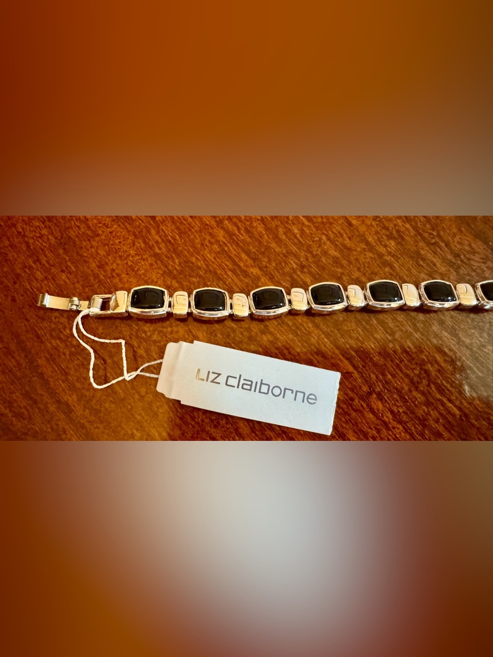 Liz Claiborne Bracelet Silver & Black Ring Link Bracelet **NWT**